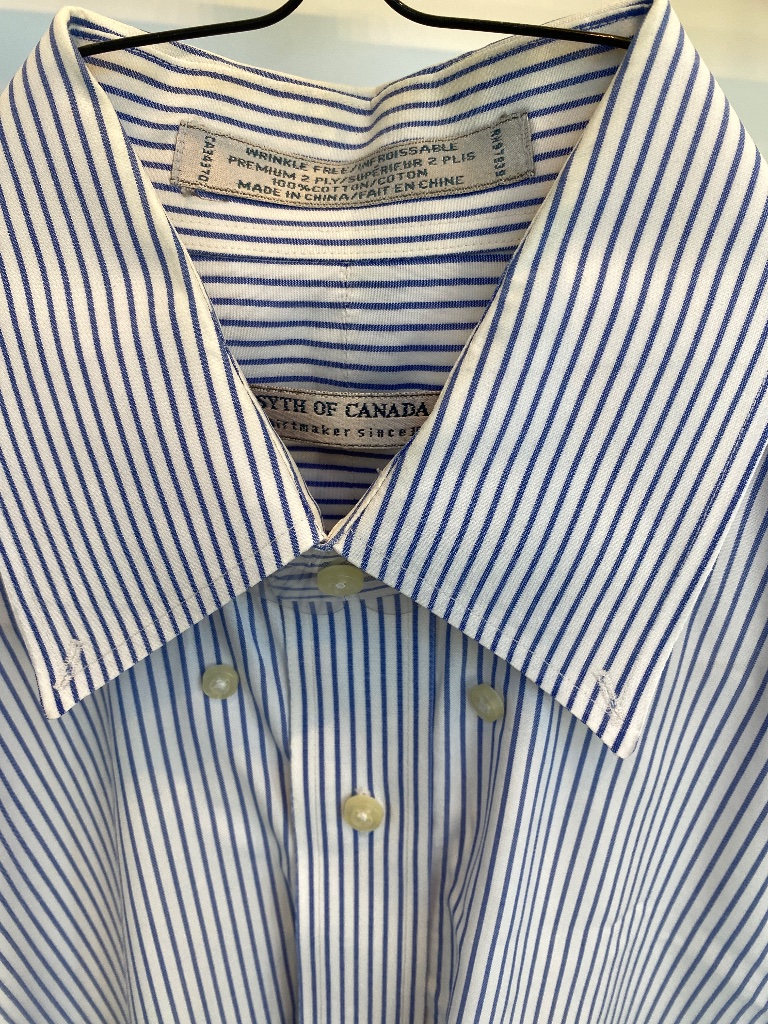 Forsyth Of Canada Men’s Dress Shirt White & Blue Stripes